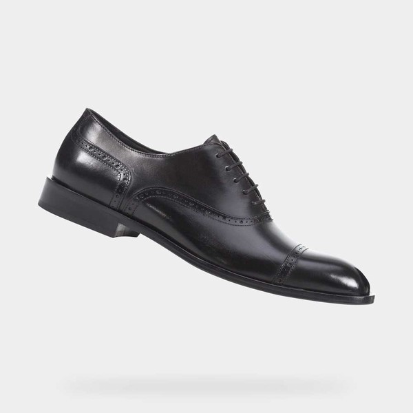 Geox Leather Black Mens Oxford Shoes SS20.3IN1126